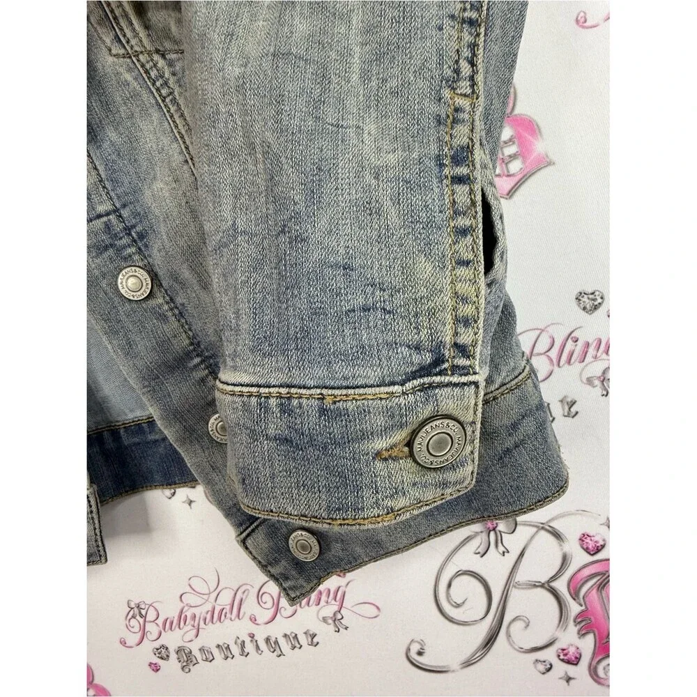 Mavi Jean jacket button up wash light Distressed Light Blue Denim Jacket